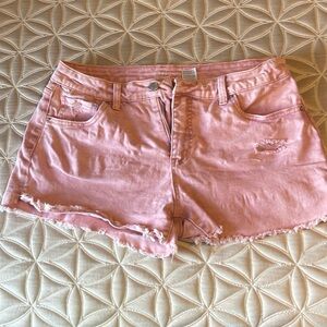 Pink jean shorts ripped